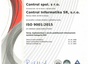 Certifikát ISO CZ 2021